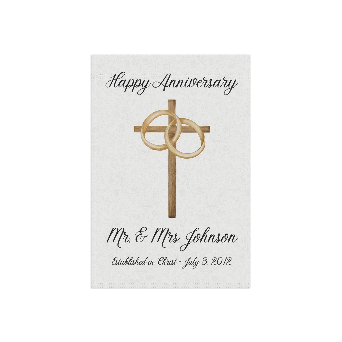 Happy Anniversary Garden Flag – Personalized with Name & Wedding Date