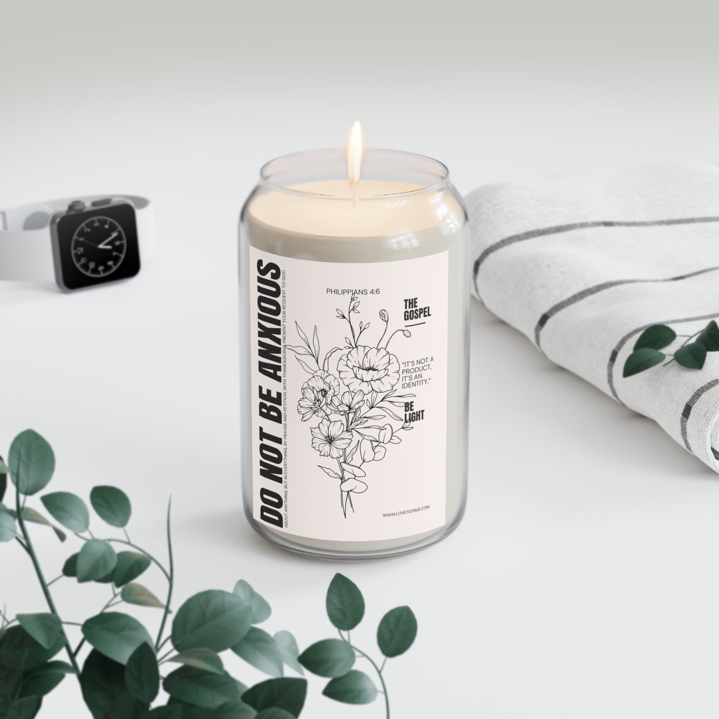 Do Not Be Anxious Bible Verse Candle