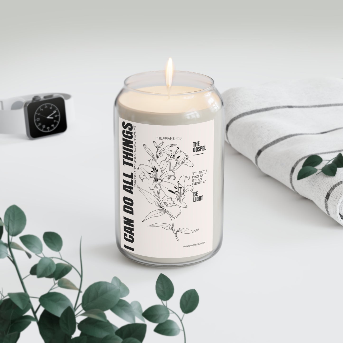 I Can Do All Things Through Christ Candle – Philippians 4:13 – Christian Bible Verse Gift – Inspirational Scripture Candle