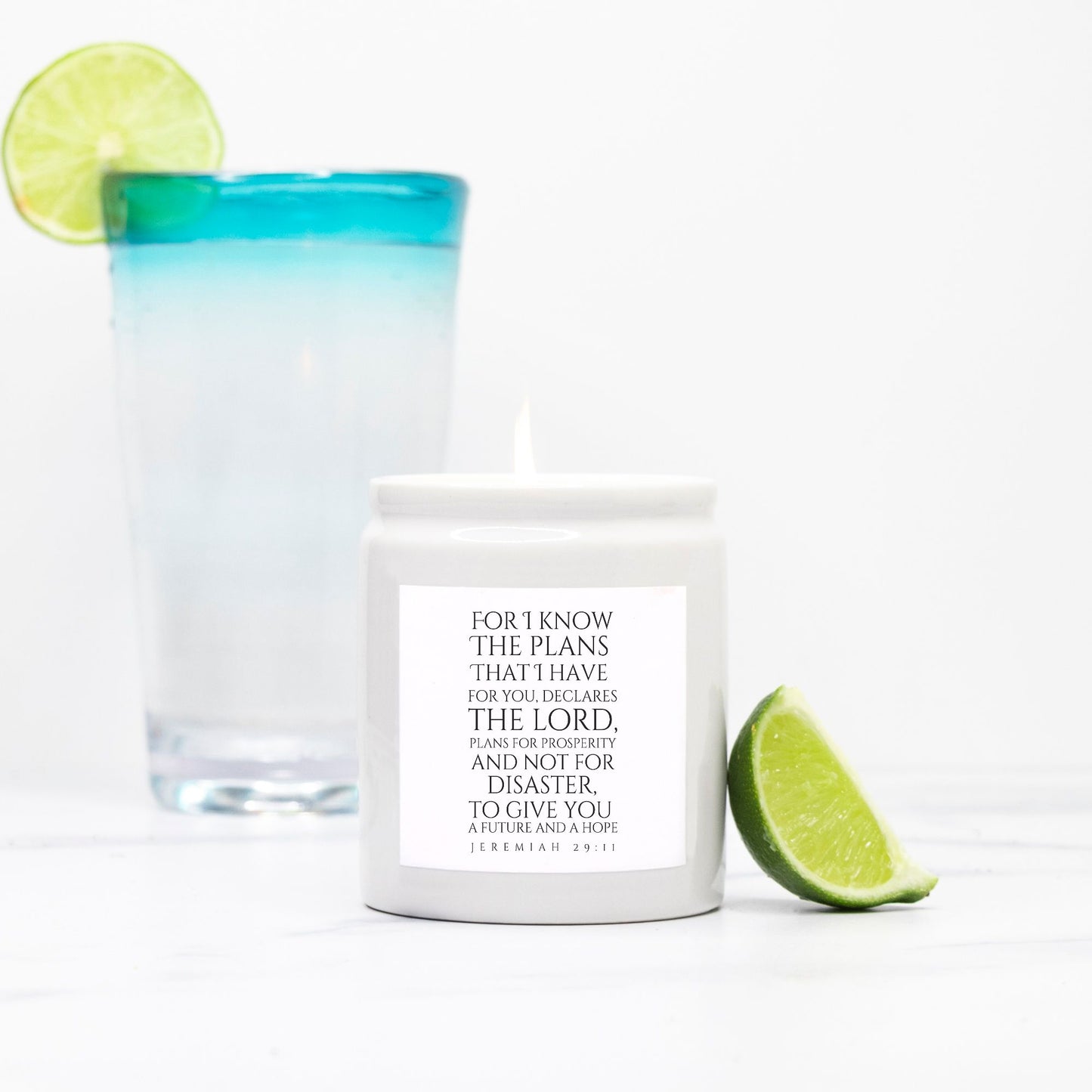 I Know The Plans Bible Verse Candle Ceramic 8oz (White)