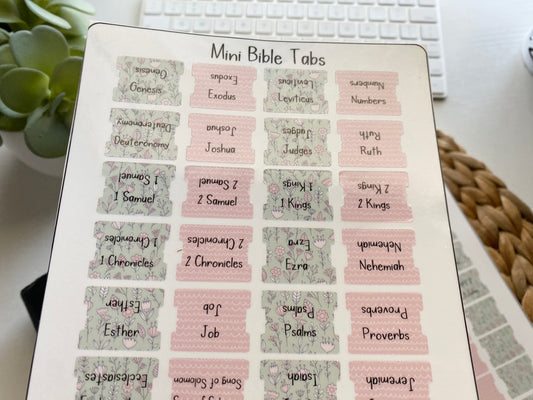 Bible Tabs Laminated Mini - Pink & Green Florals