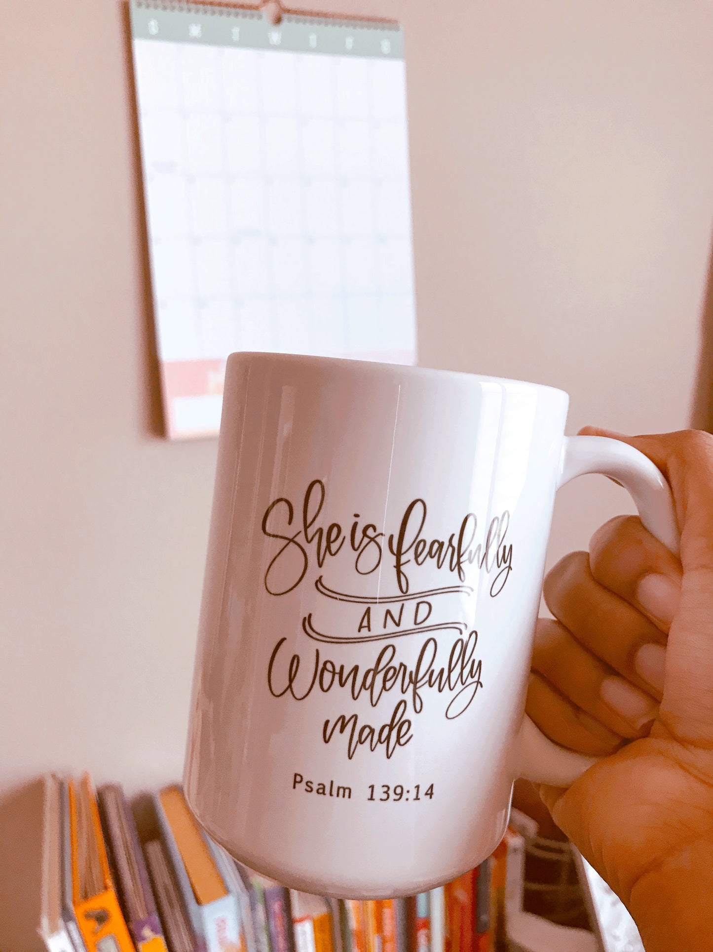 Psalm 139:14 She is fearfully and wonderfully made - Bible Verse Mugs