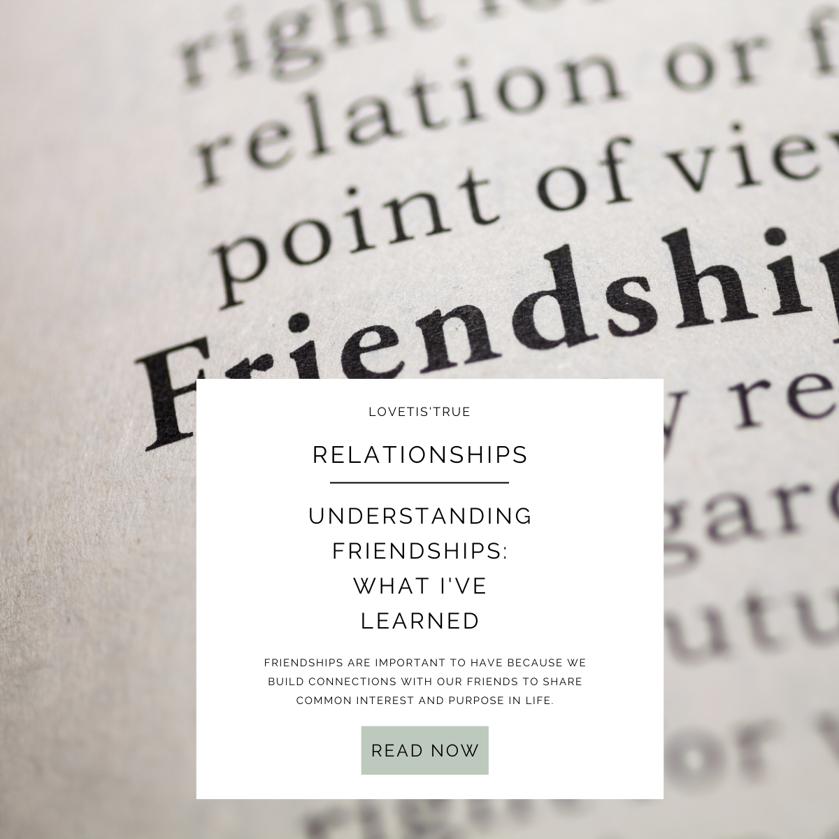 Understanding Friendships: What I've Learned – LOVETIS'TRUE