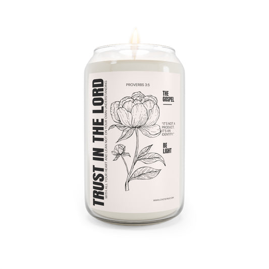 Trust in the Lord' Candle – Christian Gift – Proverbs 3:5 Bible Verse – Hand-Poured Soy Candle with Encouraging Message