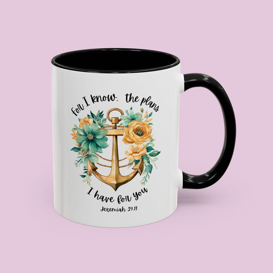 For I Know the Plans – Jeremiah 29:11 Floral Mug (11oz)