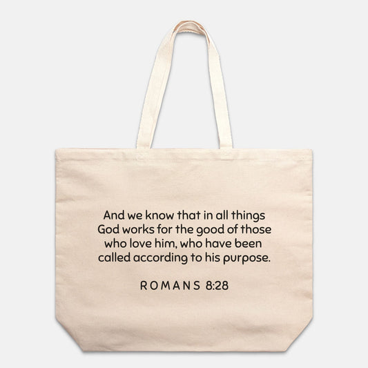 He Works All Things Natural Oversized Cotton Tote