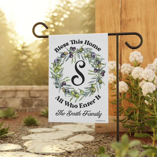 Bless This Home Personalized Garden Flag – Custom Monogram Family Name Outdoor Decor