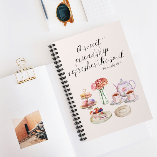 Sweet Friendship - Proverbs 27:9 Scripture Spiral Notebook