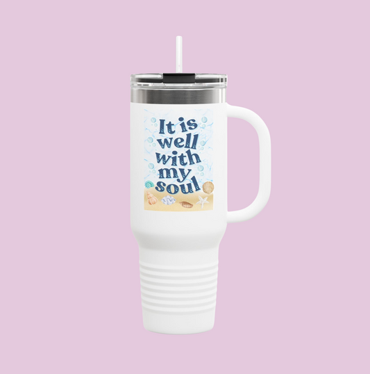 It Is Well With My Soul – 40oz Beach-Themed Insulated Bible Verse Travel Mug