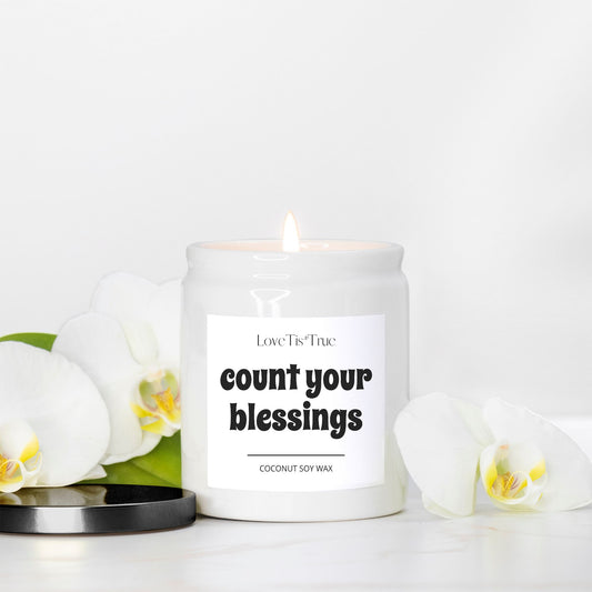 Count Your Blessing 8oz Ceramic Encouraging Candle