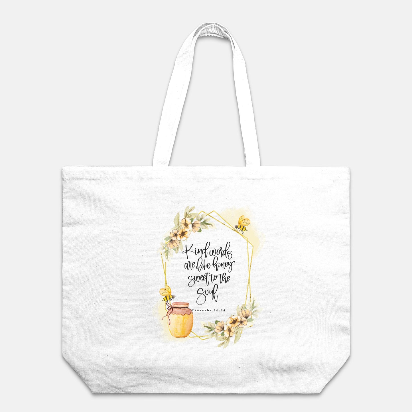 Proverbs 16:24 Cotton Canvas Oversized Tote