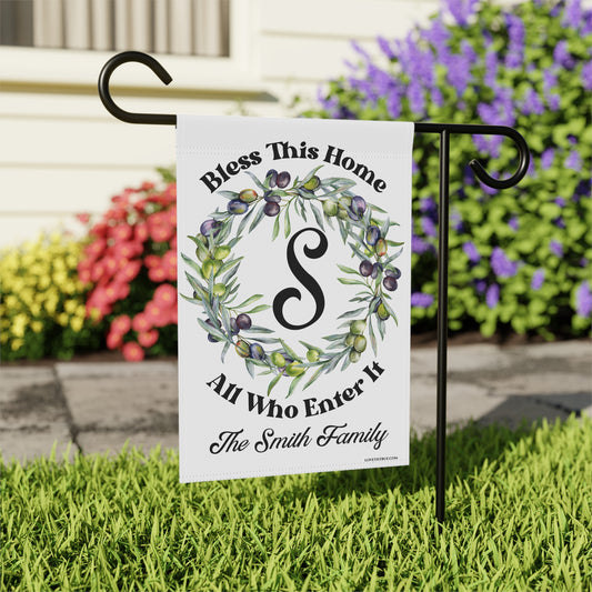 Bless This Home Personalized Garden Flag – Custom Monogram Family Name Outdoor Decor