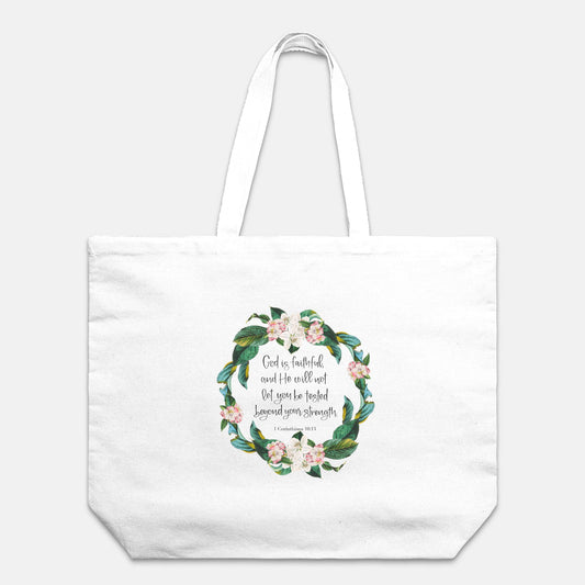 Dios es fiel Tote extragrande de algodón y lona