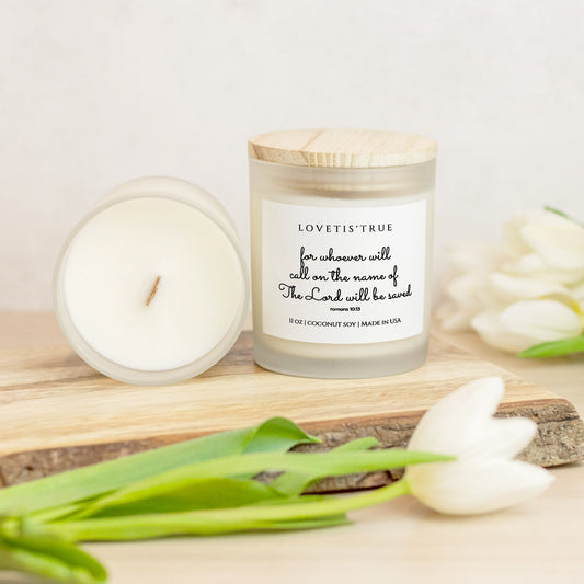 Call on Him Bible Verse Candle Frosted Glass (Hand Poured 11 oz)