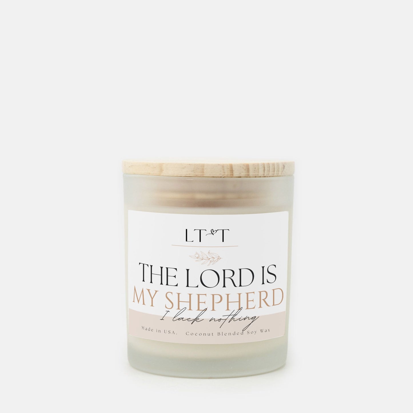The Lord Is My Shepherd Candle Frosted Glass (Hand Poured 11 oz)
