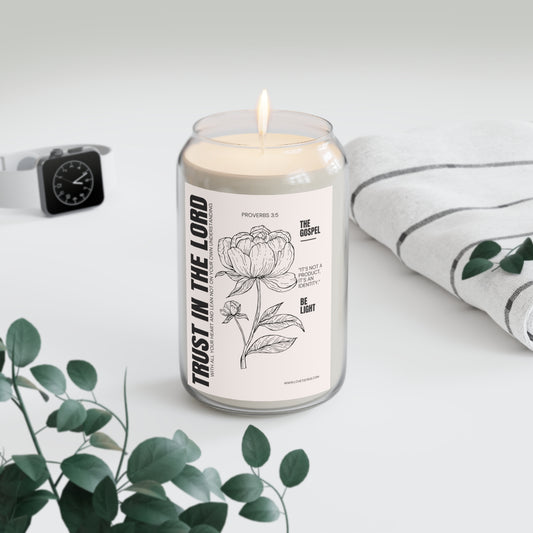 Trust in the Lord' Candle – Christian Gift – Proverbs 3:5 Bible Verse – Hand-Poured Soy Candle with Encouraging Message