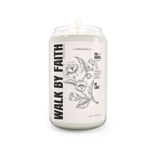 Walk by faith, not by sight. 2 Corinthians 5:17 Bible Verse Candle
