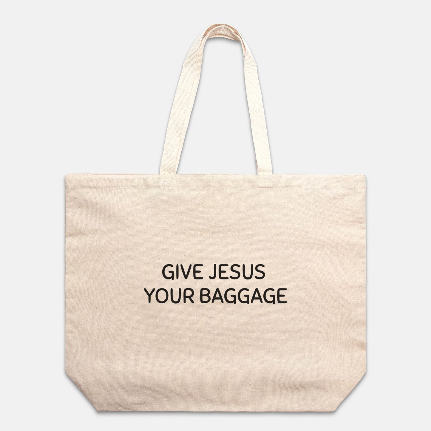 Give Jesus Your Bagged Oversized Natural Cotton Canvas Tote Bag