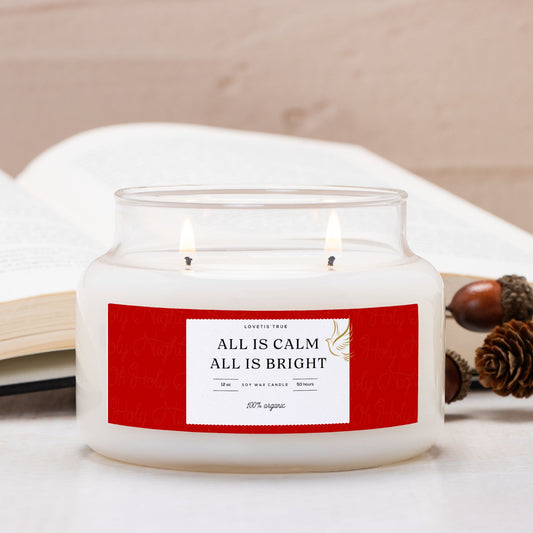 All Is Calm, All Is Bright 12oz Jar Christmas Candle (Double Wick)
