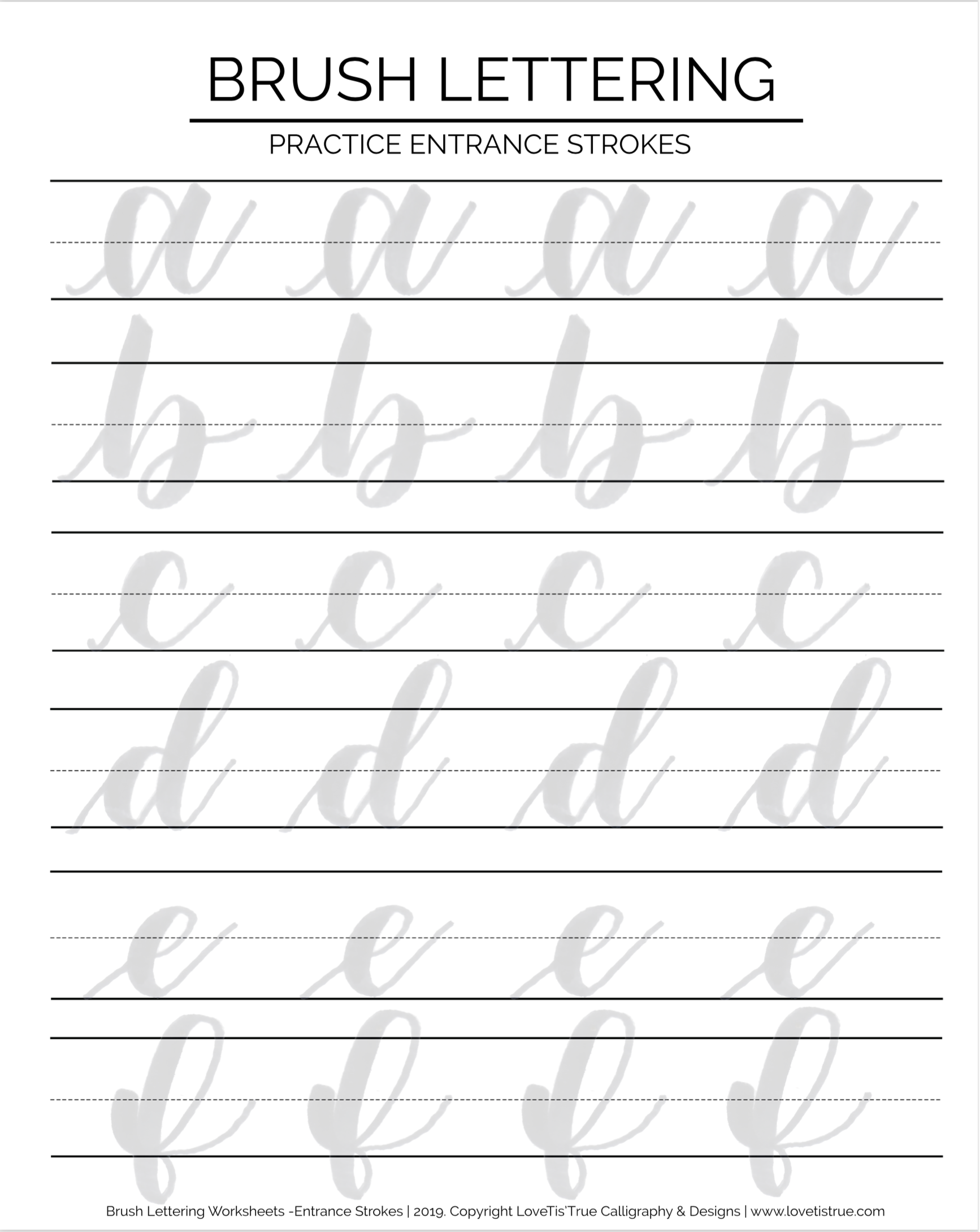 Brush Lettering Hand Lettering Worksheets – LOVETIS'TRUE