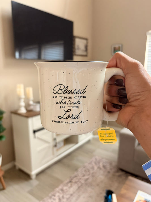 Jeremiah 17:7 Ceramic Camp Mug Speckled Cream 13oz