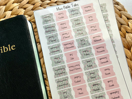 Bible Tabs Laminated Mini - Pink & Green Florals