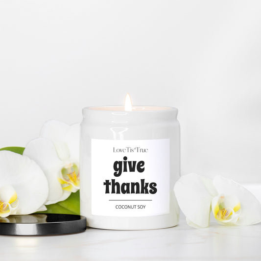 Give Thanks 8oz Ceramic Encouraging Candle