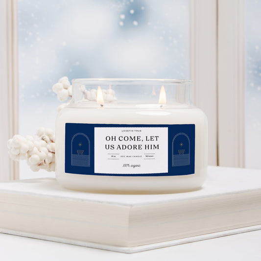 Oh Come, Let Us Adore Him 12oz Christmas Inspirational Candle
