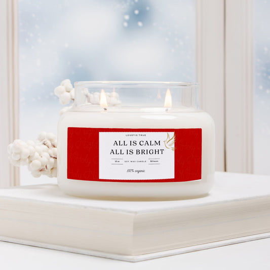 All Is Calm, All Is Bright 12oz Jar Christmas Candle (Double Wick)