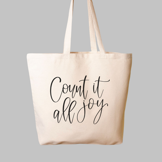 Tote extragrande de algodón y lona Count It All Joy