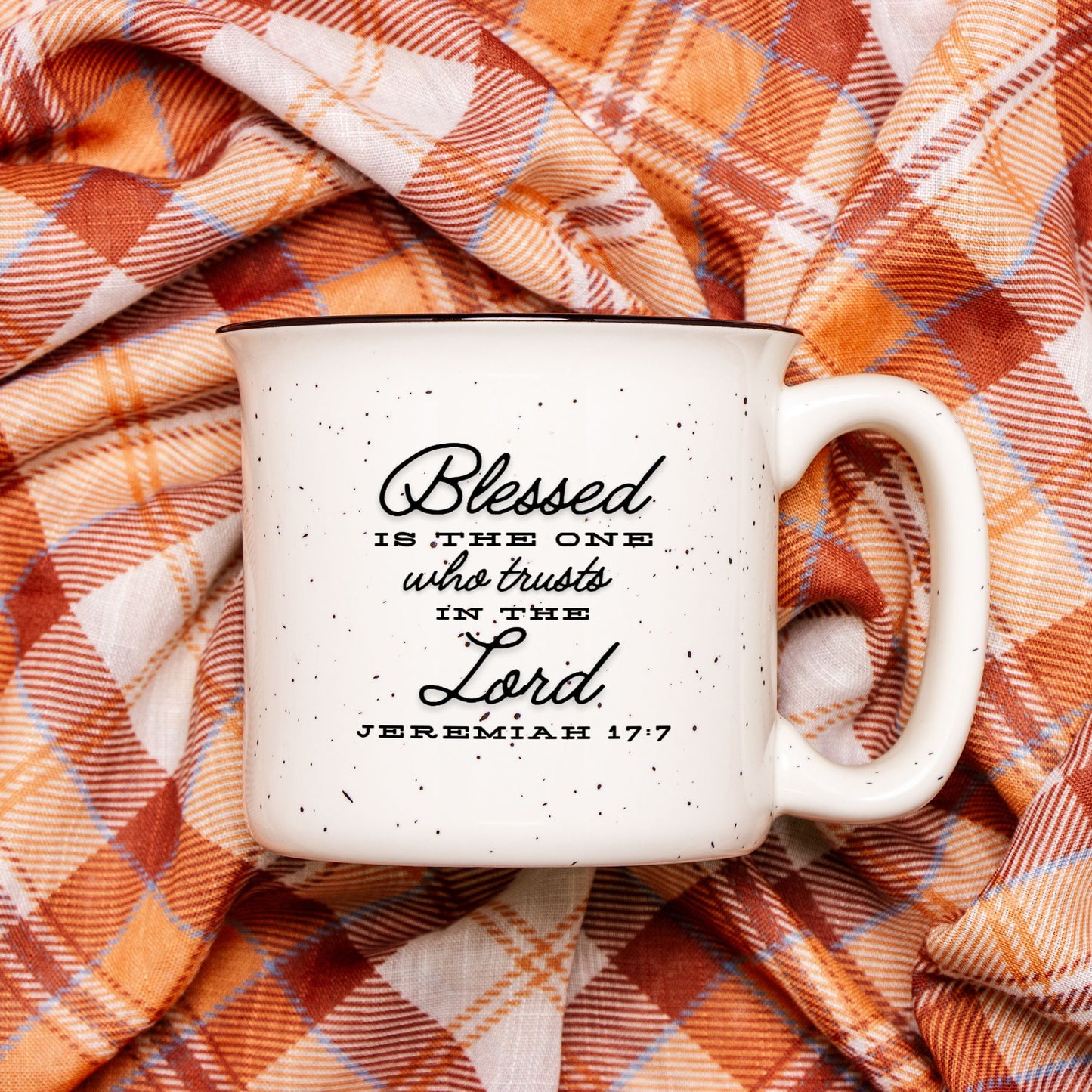 Jeremiah 17:7 Ceramic Camp Mug Speckled Cream 13oz