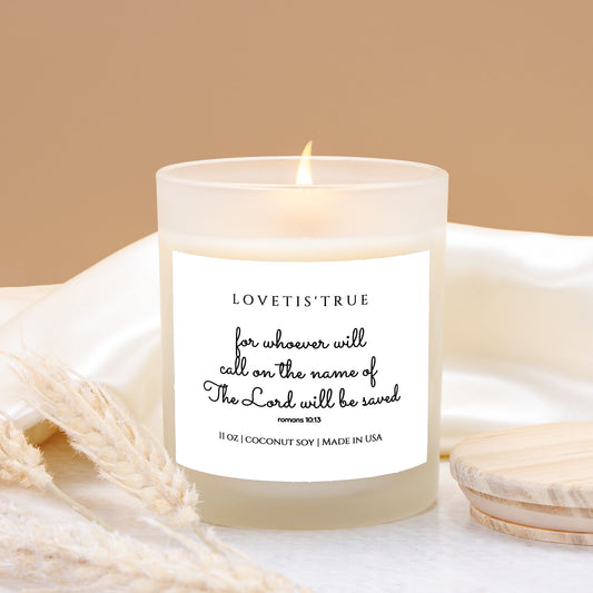 Call on Him Bible Verse Candle Frosted Glass (Hand Poured 11 oz)
