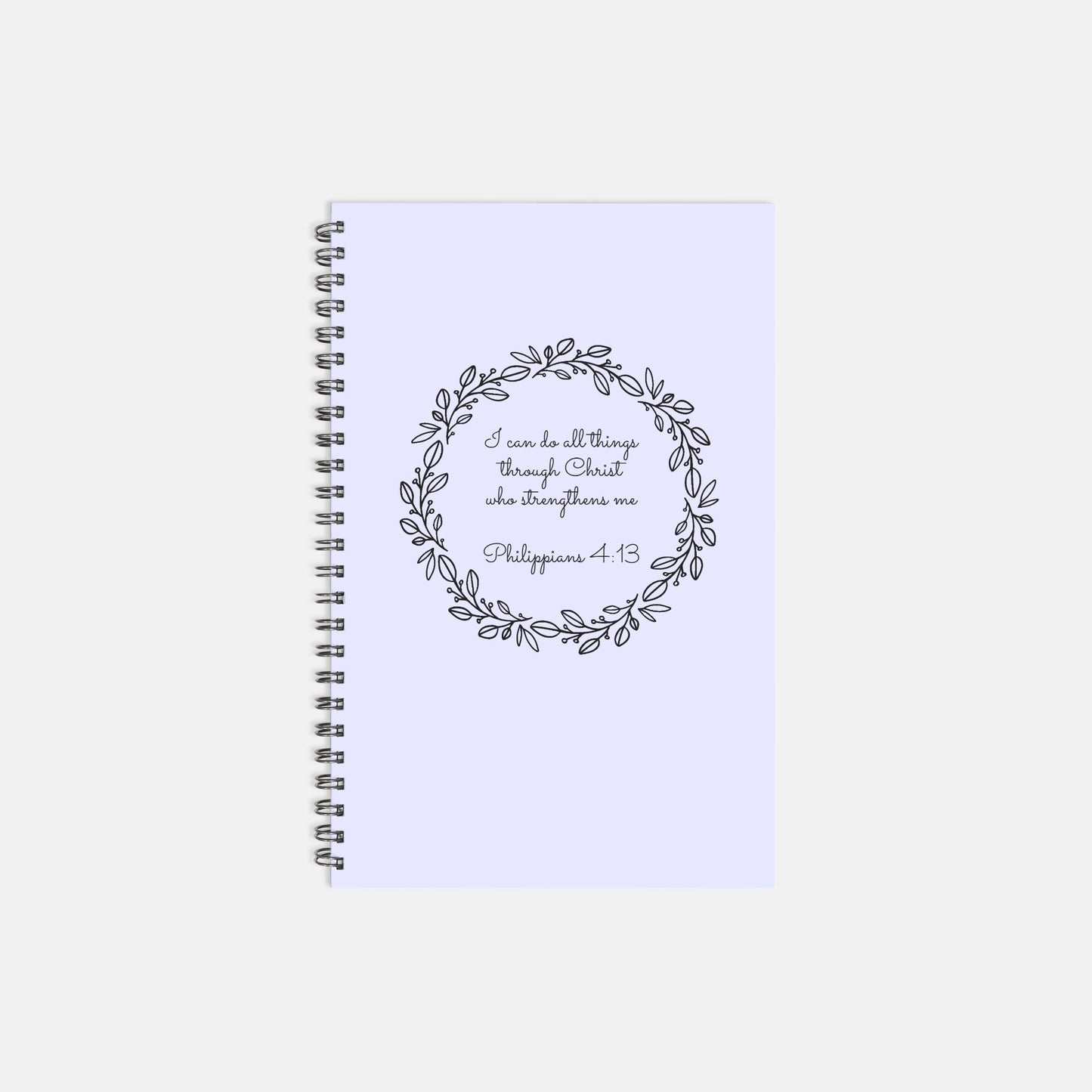 Philippians 4:13 Lavender Notebook Hardcover Spiral 5.5 x 8.5