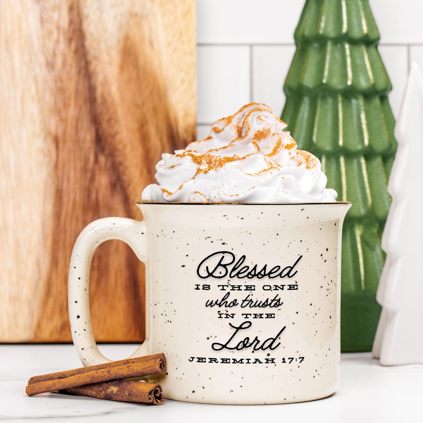 Jeremiah 17:7 Ceramic Camp Mug Speckled Cream 13oz