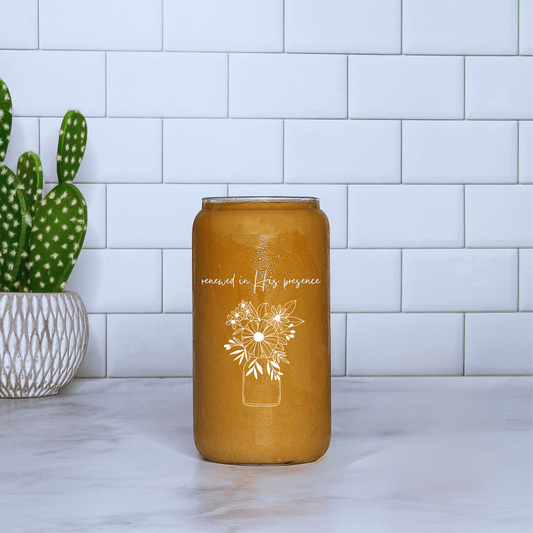 Renovado En Su Presencia Lata De Vidrio