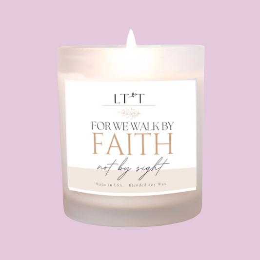 Walk By Faith Vela vertida a mano de vidrio esmerilado de 11 oz