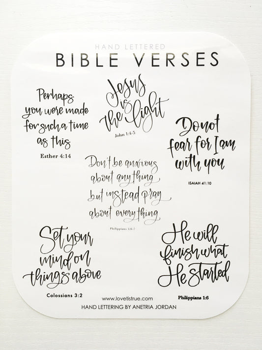 Hand Lettered Bible Verse - Bible Verse Sticker Sheet