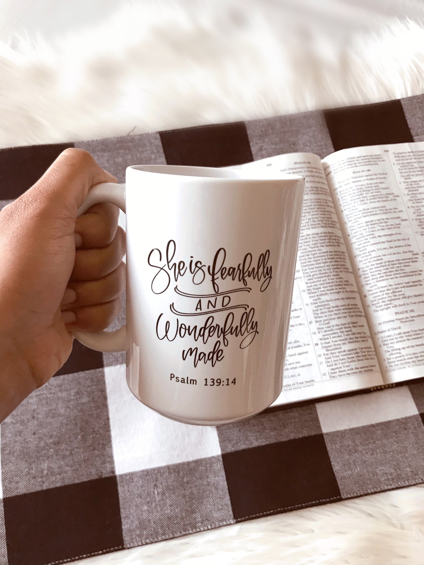 Psalm 139:14 She is fearfully and wonderfully made - Christian Mug