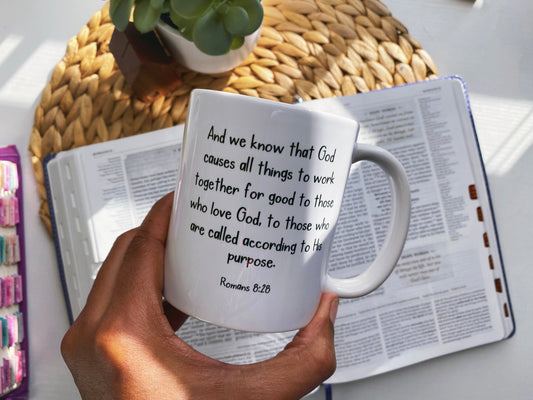 Romans 8:28 - Bible Verse Mugs