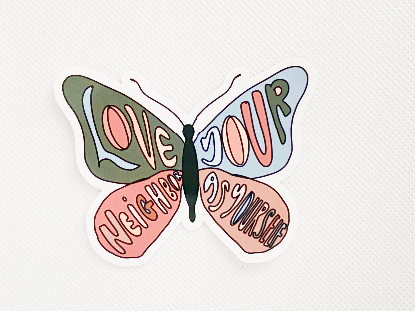 Love Your Neighbor As Yourself (Butterfly) - Bible Verse Sticker