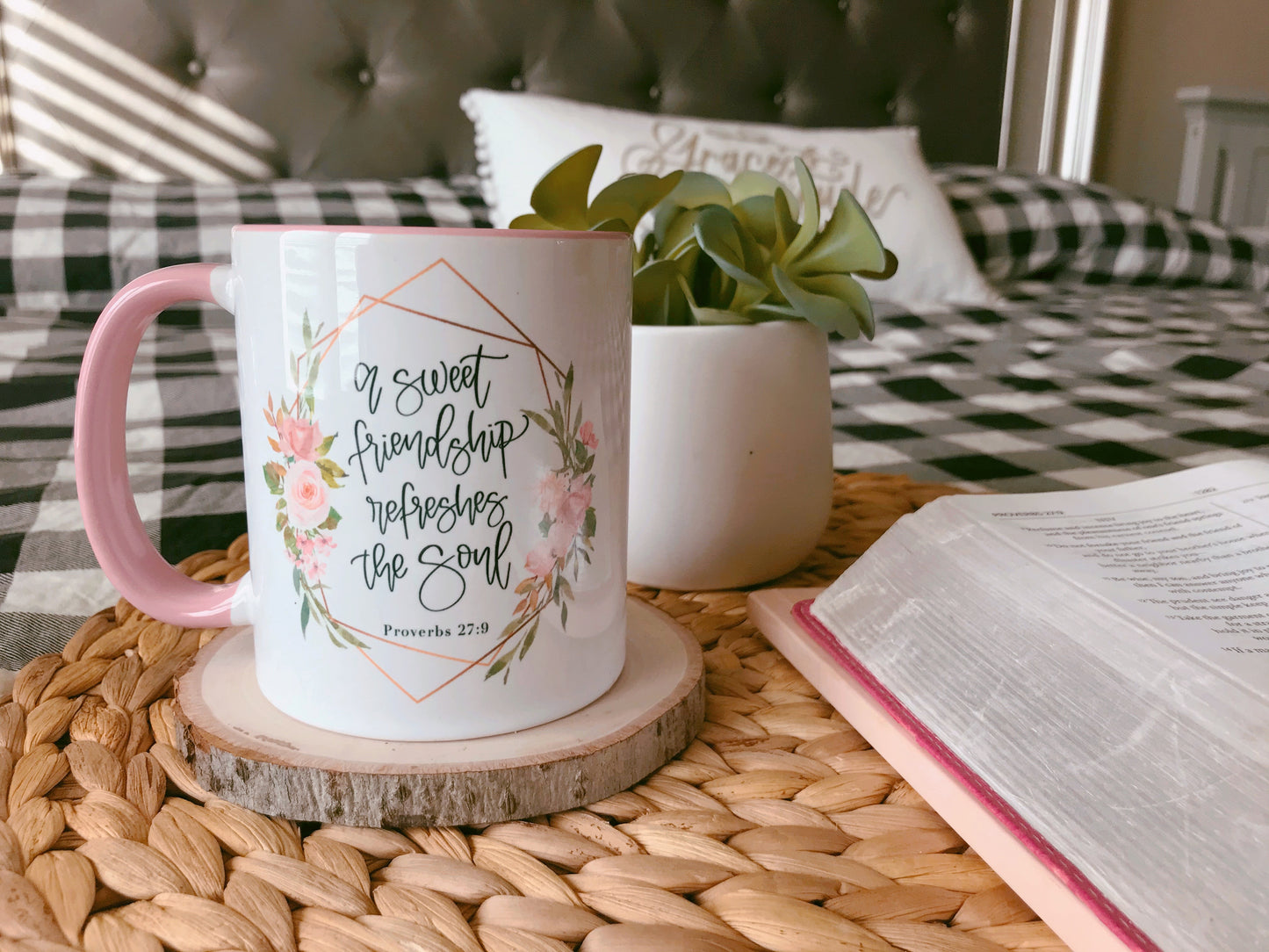 Proverbs 27:9 Sweet friendship refreshes the soul (Pink) - Christian Mug
