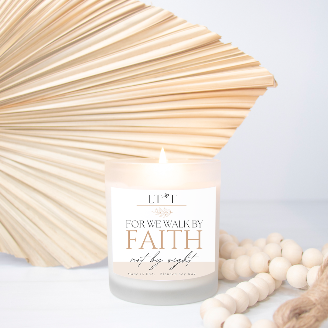 Walk By Faith Candle Frosted Glass (Hand Poured 11 oz)