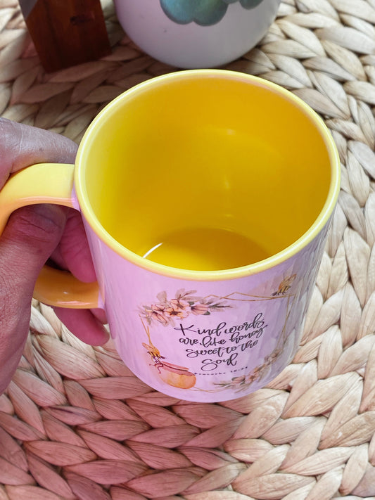 Kind Words are like honey - Proverbs 16:24 Bible Verse Mugs