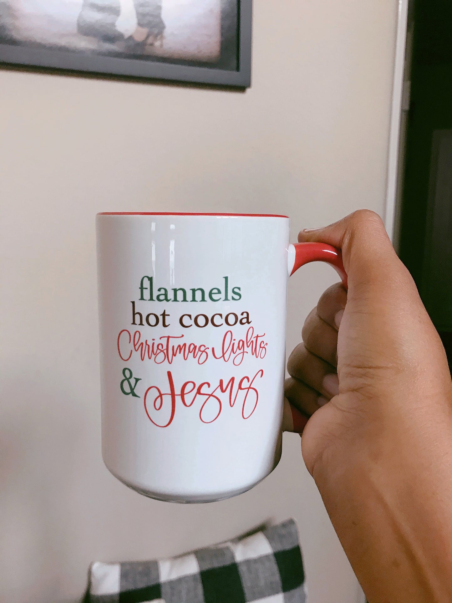 Flannels Hot Cocoa Christmas Lights and Jesus - Christian Mug