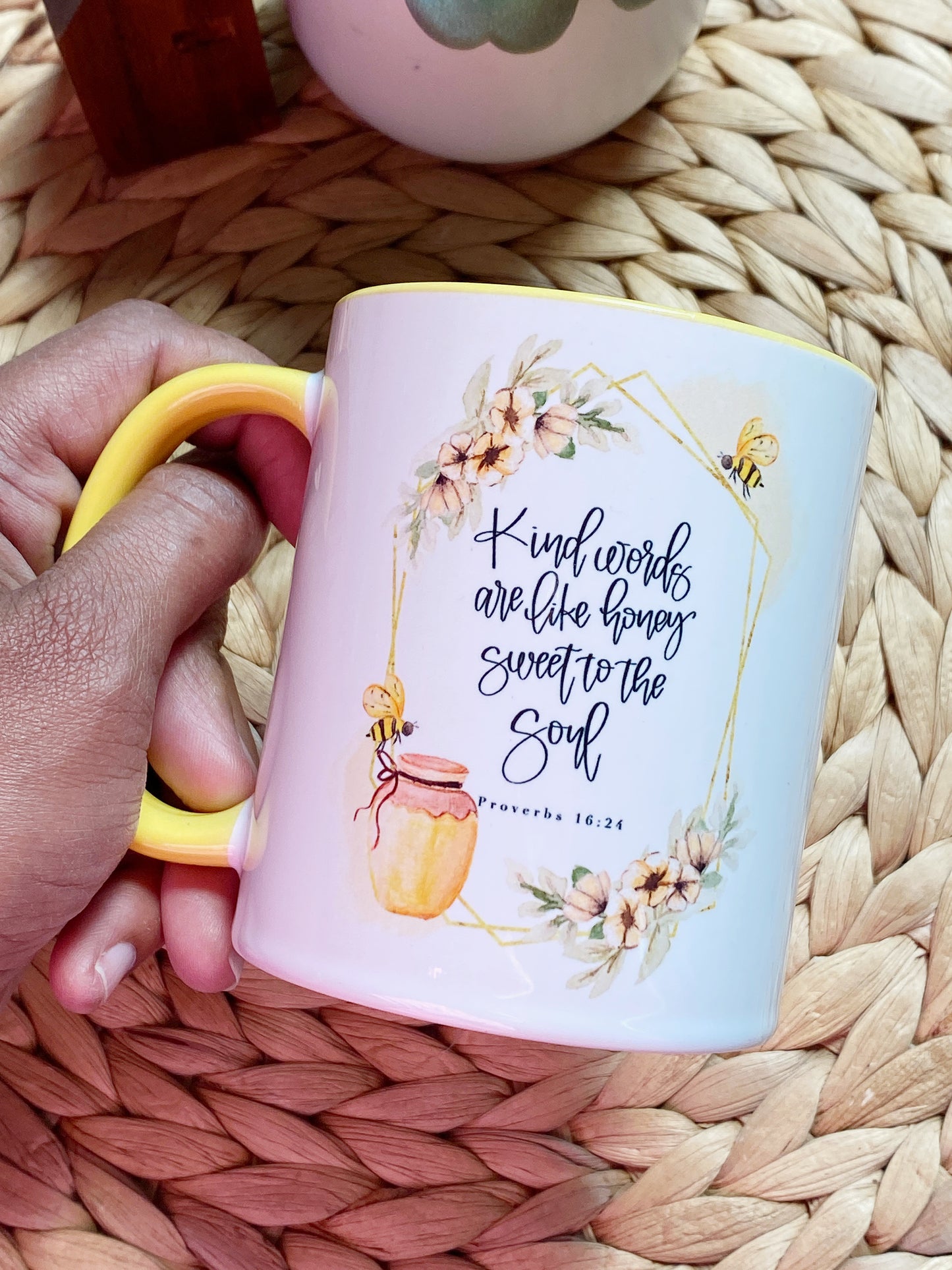 Kind Words are like honey - Proverbs 16:24 Christian Mug